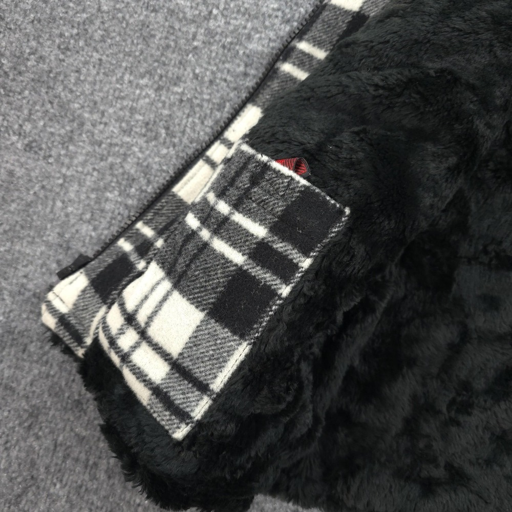 Woolrich Vest Womens Small Black White Moccasin Plaid Wool Fleece Lined Outdoors - Picture 3 of 12